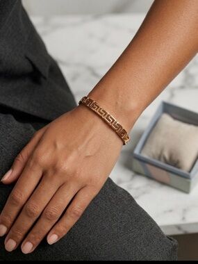 House of Harlow Gold-Tone Greek Key Bangle Bracelet